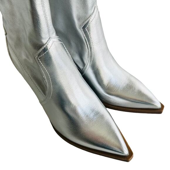 MIA Rachell Silver Cowboy Ankle Boot Size 9 NEW Concert Metallic Cowgirl Prom - Picture 5 of 10
